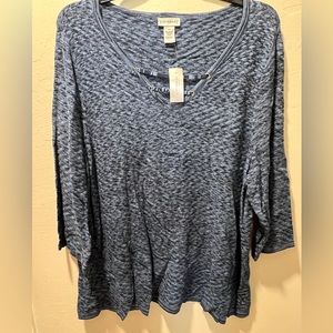 3x NWT Catherine’s Blue and black sweater with crossed neckline, long sleeve